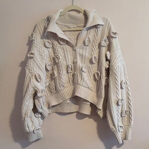 For Love And Lemons Cream Floral Cardigan